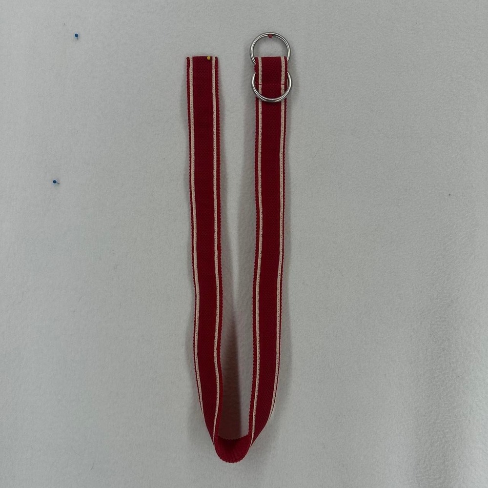 Vintage‎ Red White Stripe Double Ring Belt Adjustable Waist Belt Retro